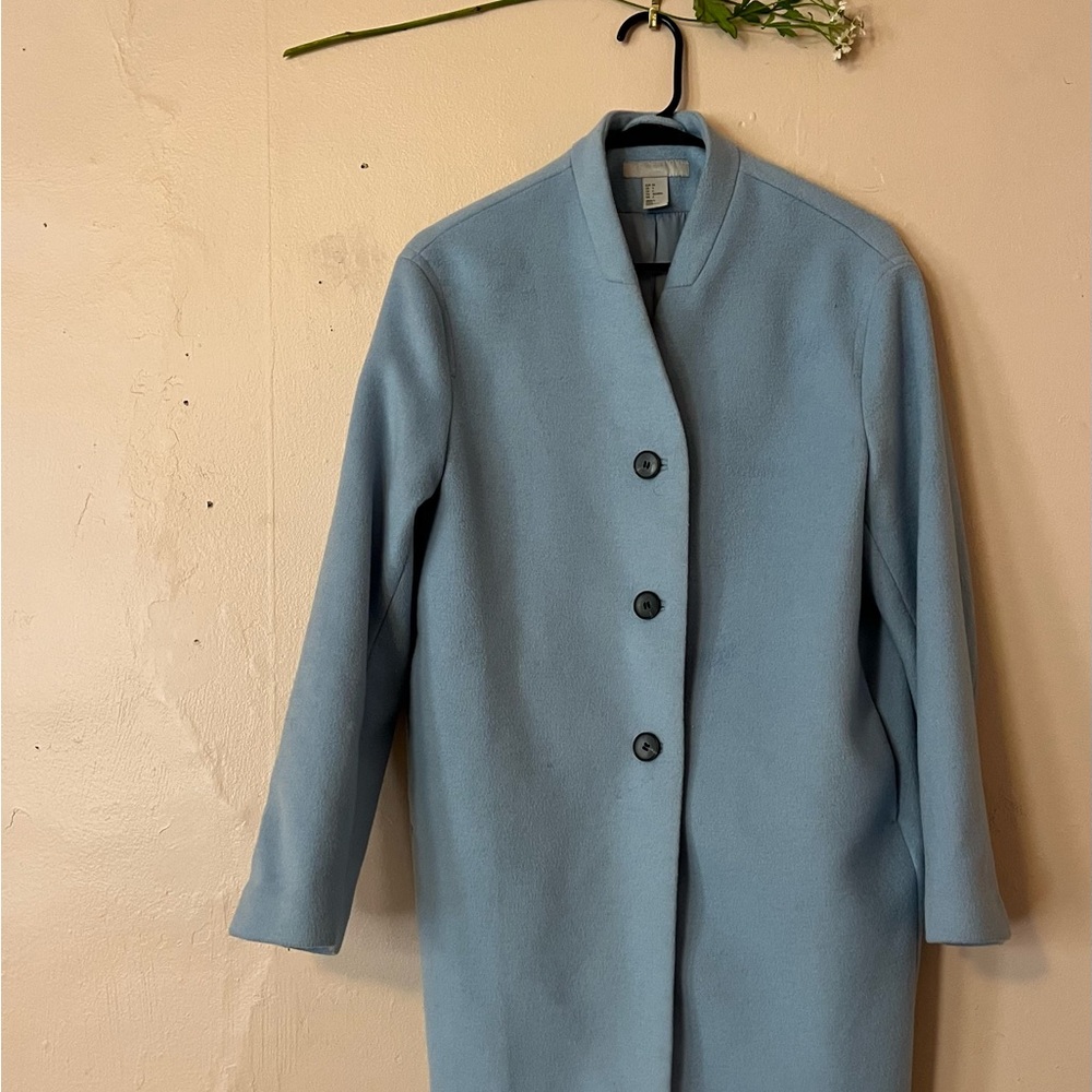 H&M Women's Spring Light Blue Single-Breasted Coat